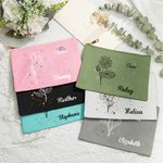 Sac de Maquillage Personnalisé avec Nom Signe Astrologique et Fleur de Naissance Cadeau Anniversaire Noël Mariage pour Mère Amies Sœurs
