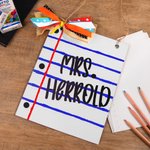 Personalisierte Notebook Papier Design hölzerne Lehrer Türschild mit Namen Klassenzimmer Dekor zurück zu Schule Geschenk für Lehrer