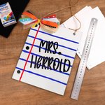 Personalisierte Notebook Papier Design hölzerne Lehrer Türschild mit Namen Klassenzimmer Dekor zurück zu Schule Geschenk für Lehrer