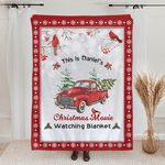Couverture Personnalisée avec Nom pour Regarder un Film de Noël Image Camion Rouge Cadeau Noël pour Membre de la Famille ou Ami