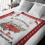 Personalised Vintage Red Lorry Christmas Movie Watching Blanket with Name Christmas Gift for Family Member Friend