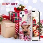 Personalized Cartoon Pink Floral Highland Cow Phone Case with Name Christmas Gift for Family Friend Highland Cow Lover