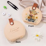 Personalized Sunflower Highland Cow Handwork Tool Portable Leather Sewing Kit Set with Name Birthday Gift for Her