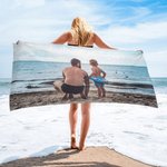 Gepersonaliseerde Sneldrogend 1-6 Fotocollage Strandhanddoek Strand Zomerreizen Feestbenodigdheden Verjaardagscadeau voor Familie en Vrienden