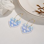 Pendientes personalizados en forma de corazón iridiscente Accesorios de moda Gira de conciertos Regalo de cumpleaños para amantes de la música
