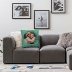 Personalised Wreath Throw Pillow Cover with Photo and Text Home Decoration Anniversary Valentine's Day Gift for Couple Family