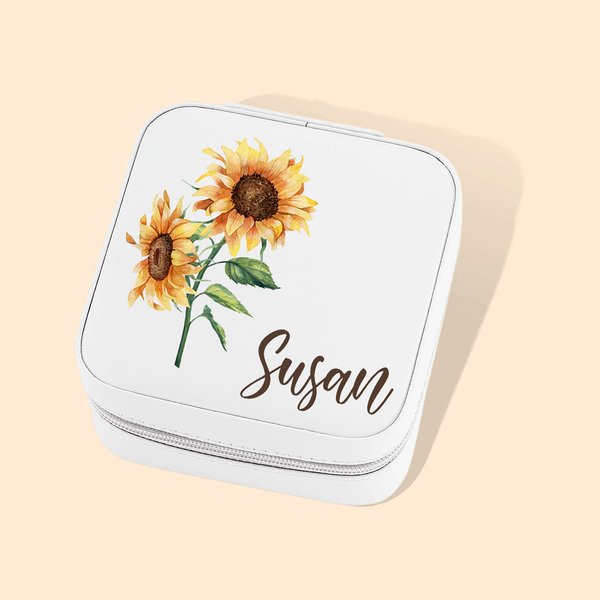 Joyero Floral Personalizado Nacimiento Flor Joyero de Viaje con Nombre Aficionado a la Jardinería Floristería Accesorio Boda Cumpleaños Regalo de Navi