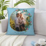 Personalised Wreath Throw Pillow Cover with Photo and Text Home Decoration Anniversary Valentine's Day Gift for Couple Family