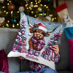 Personalisierte Weihnachten Hochland Kuh werfen Kissenbezug mit Namen Home Decoration Weihnachtsgeschenk für Familie Kinder