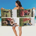 Gepersonaliseerde Sneldrogend 1-6 Fotocollage Strandhanddoek Strand Zomerreizen Feestbenodigdheden Verjaardagscadeau voor Familie en Vrienden