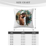 Personalised Wreath Throw Pillow Cover with Photo and Text Home Decoration Anniversary Valentine's Day Gift for Couple Family