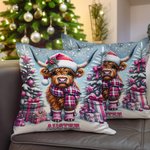 Personalisierte Weihnachten Hochland Kuh werfen Kissenbezug mit Namen Home Decoration Weihnachtsgeschenk für Familie Kinder