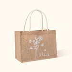 Sac Fourre-Tout Personnalisé avec Nom et Fleur à Papillons Sac en Jute de Grande Capacité Cadeau de Mariage Bridal Shower pour Femme