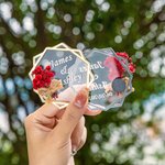 Aimant Frigo Personnalisé avec Nom du Couple Magnet Décor en Acrylique avec Fleurs Séchées Souvenir de Mariage pour Invités