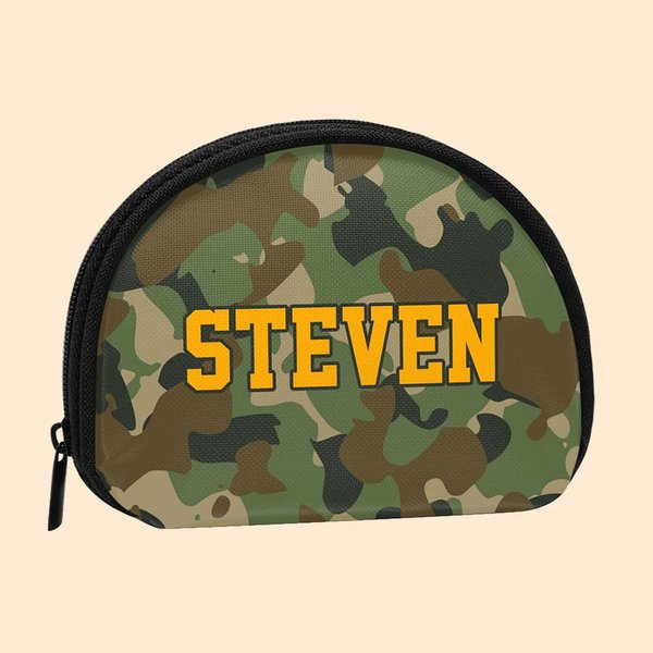 Personalized Camouflage Style Change Wallet Zipper Purse Bag with Name Gift for Boy Kid