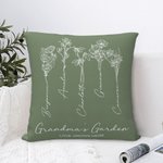 Personalised Birth Flower Garden Love Grows Here Cushion Throw Pillow Cover Mother's Day Christmas Gift for Mom Grandma