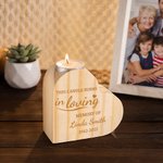 Bougeoir en bois en forme de coeur personnalisé et gravé Cadeau commémoratif pour la famille et les amis
