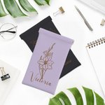 Spersonalizowane skórzane etui na okulary Birth Flower Squeeze Top z imieniem i nazwiskiem Urodzinowe prezenty dla druhny dla przyjaciela rodziny