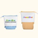 Personalisierte Canvas Pull Down Pencil Case mit bunten Namen Geburtstag zurück zu Schule Geschenk für Kinder