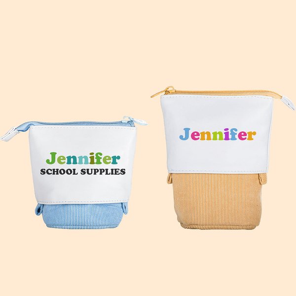 Personalized Canvas Pull Down Pencil Case with Colorful Name Birthday Back to School Gift for Kids