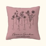 Personalised Birth Flower Garden Love Grows Here Cushion Throw Pillow Cover Mother's Day Christmas Gift for Mom Grandma