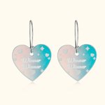Pendientes personalizados en forma de corazón iridiscente Accesorios de moda Gira de conciertos Regalo de cumpleaños para amantes de la música