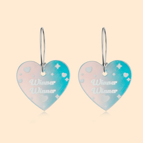 Personalised Iridescent Heart-Shaped Dazzle Earrings Fashion Accessories Concert Tour Birthday Gift for Music Lover