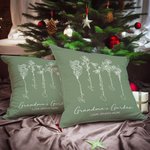 Personalised Birth Flower Garden Love Grows Here Cushion Throw Pillow Cover Mother's Day Christmas Gift for Mom Grandma