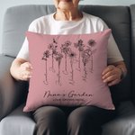 Personalised Birth Flower Garden Love Grows Here Cushion Throw Pillow Cover Mother's Day Christmas Gift for Mom Grandma