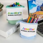 Personalisierte Canvas Pull Down Pencil Case mit bunten Namen Geburtstag zurück zu Schule Geschenk für Kinder