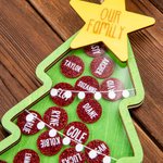 Personalizzato 4D albero di Natale in legno Shaker Ornament con glitter nome Charm regalo di Natale