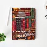 Bibliothèque Personnalisée Livre Design Rétro Etui Protecteur avec Nom pour iPad Amoureux des Livres
