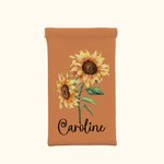 Pochette à Lunettes Personnalisée avec Nom Fleur Aquarelle Accessoire de Voyage Cadeau Mariage Fête Anniversaire pour Femme