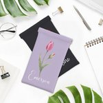 Pochette à Lunettes Personnalisée avec Nom Fleur Aquarelle Accessoire de Voyage Cadeau Mariage Fête Anniversaire pour Femme