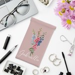 Pochette à Lunettes Personnalisée avec Nom Fleur Aquarelle Accessoire de Voyage Cadeau Mariage Fête Anniversaire pour Femme