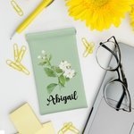 Pochette à Lunettes Personnalisée avec Nom Fleur Aquarelle Accessoire de Voyage Cadeau Mariage Fête Anniversaire pour Femme