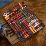 Bibliothèque Personnalisée Livre Design Rétro Etui Protecteur avec Nom pour iPad Amoureux des Livres