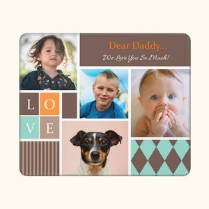 Tapis de Souris Personnalisé avec Photos et Textes Accessoire de Bureau en Collage Cadeau Souvenir Fête des Pères Mères pour Papa Maman