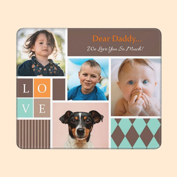 Tapis de Souris Personnalisé avec Photos et Textes Accessoire de Bureau en Collage Cadeau Souvenir Fête des Pères Mères pour Papa Maman