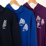 Felpa con cappuccio personalizzata con ritratto di cavallo e linee d'arte Regalo di compleanno per l'amante dei cavalli