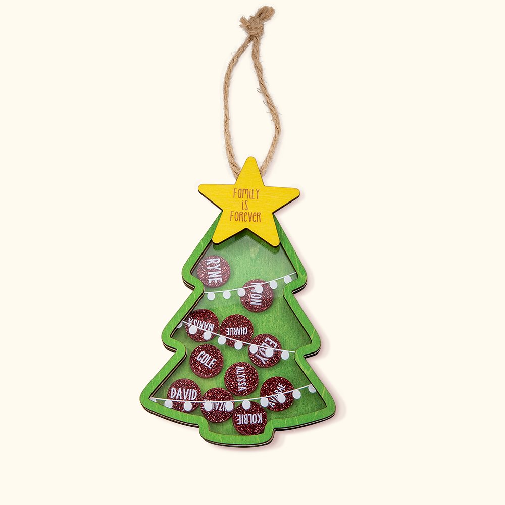 Personalisierte 4D hölzernen Weihnachtsbaum Shaker Ornament mit Glitter Name Charme Weihnachtsgeschenk