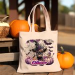 Personalizada Rosa púrpura calabaza mágica bruja Highland Vaca Bolsa de lona con nombre Halloween Navidad Regalo para Niños Niñas