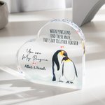 Personalized You're My Penguin Heart Shaped Acrylic Plaque Valentine's Day Anniversary Gift for Couple