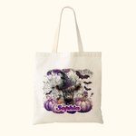 Personalizada Rosa púrpura calabaza mágica bruja Highland Vaca Bolsa de lona con nombre Halloween Navidad Regalo para Niños Niñas
