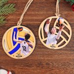Personalisierte Foto Sport Volleyball Holz Ornament mit Namen Weihnachtsgeschenk für Sportler Volleyball-Liebhaber