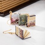 Boucles d'Oreilles Miniatures Personnalisées avec les Livres Cadeau d'Anniversaire pour Amoureux des Livres Écrivains Bibliothécaires Libraire