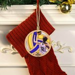 Personalisierte Foto Sport Volleyball Holz Ornament mit Namen Weihnachtsgeschenk für Sportler Volleyball-Liebhaber