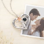 Personalised Rose Cross Heart-shaped Micro-Carved Photo Projection Necklace Birthday Anniversary Gift for Woman