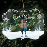 Ornement en Acrylique Personnalisé avec 2-8 Personnages Dessin Thème Friends Forever Décro de Maison Cadeau Anniversaire Noël pour Amis Sœurs