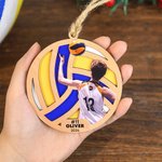 Personalisierte Foto Sport Volleyball Holz Ornament mit Namen Weihnachtsgeschenk für Sportler Volleyball-Liebhaber